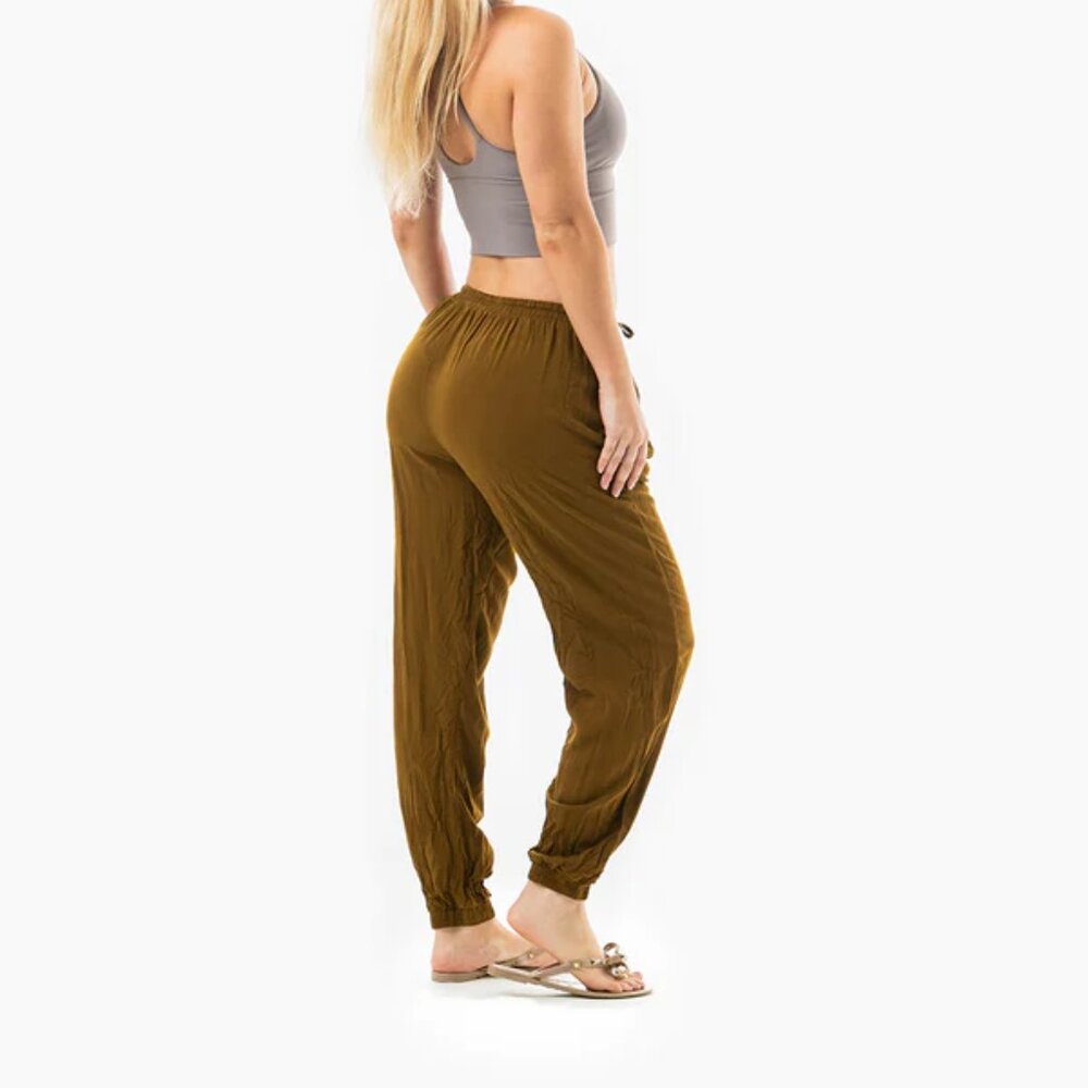 Miami Solid Jogger Harem Pant Unisex Gym Yoga Travel Drawstring Elastic Pockets